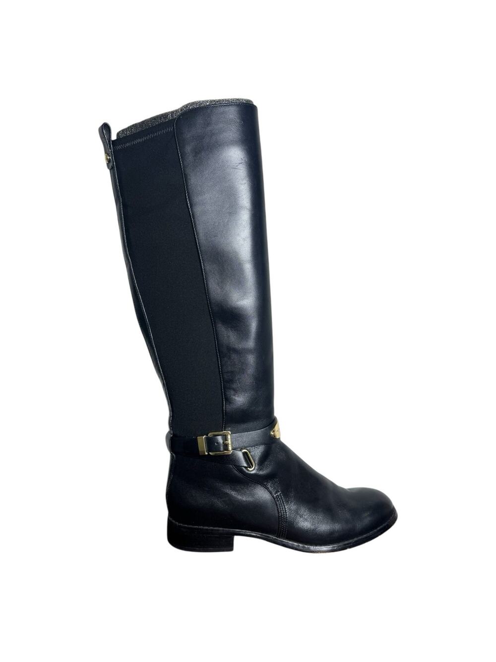 Michael Kors Arley Stretch Leather Riding Boots Black Tall Zip Size 6.5